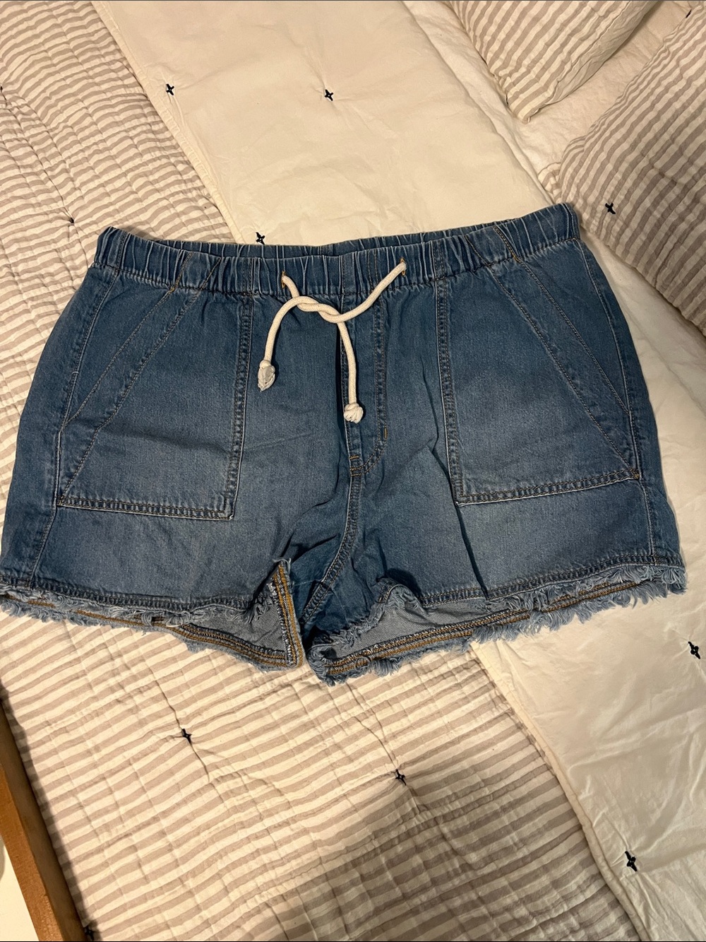 BCBGeneration Blue Denim Drawstring Jean Shorts